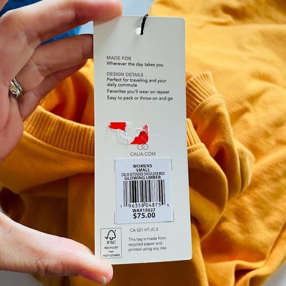 NWT CALIA by Carrie Underwood Dress Extended Shoulder Midi Sleeveless Smocked S - Picture 5 of 8